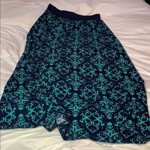 Navy blue and green maxi skirt